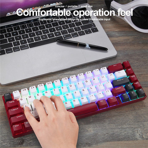 MOTOSPEED BK67 Bluetooth-compatible 5.0 Wireless / Wired 67 Keys RGB Backlight Keyboard Computer Laptop Gaming Mechanical Keyboard