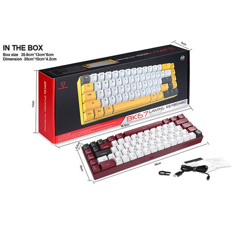 MOTOSPEED BK67 Bluetooth-compatible 5.0 Wireless / Wired 67 Keys RGB Backlight Keyboard Computer Laptop Gaming Mechanical Keyboard