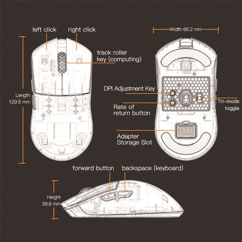 DARMOSHARK M3 Pro Tri-Mode 2.4G / USB-C / Bluetooth-compatible Mouse Wireless Gaming Mouse PAW3395 Chip for Laptop PC