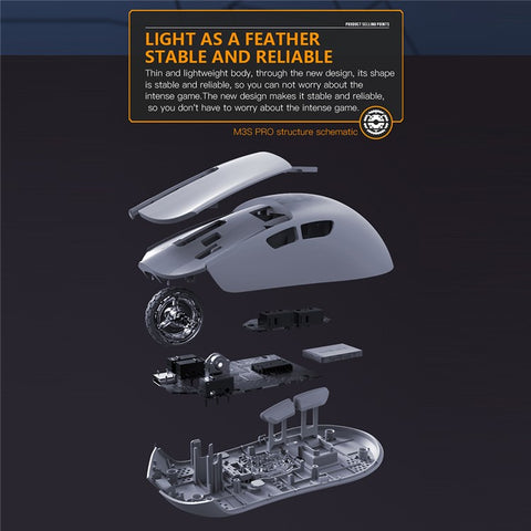 DARMOSHARK M3S Pro Tri-Mode 2.4G / USB-C / Bluetooth-compatible Mouse Wireless Gaming Mouse Up to 26000DPI 650IPS for Laptop PC