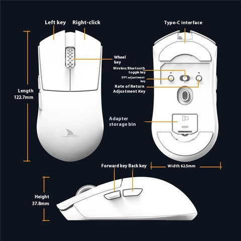 DARMOSHARK M3S Tri-Mode 2.4G / USB-C / Bluetooth-compatible Mouse Wireless Gaming Mouse with Receiver for Laptop PC
