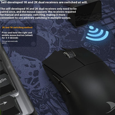 DARMOSHARK M3S Tri-Mode 2.4G / USB-C / Bluetooth-compatible Mouse Wireless Gaming Mouse with Receiver for Laptop PC