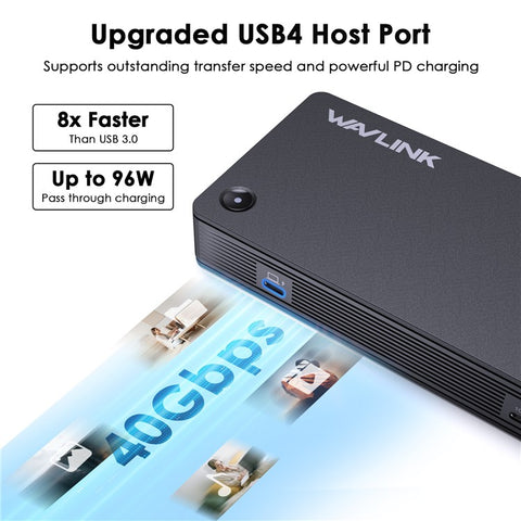WAVLINK UTD22 USB4 Docking Station Dual Monitor USB-C Hub Support 96W Laptop Charging