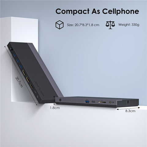 WAVLINK UMD01R Pro 13-in-1 Laptop Docking Station 2x Displayport and HD 4x USB 3.0 SD / TF Card Reader