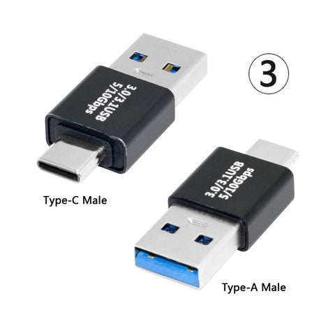 UC-070 4Pcs/Set Portable USB-C to USB-A Converter 10Gbps Data Transfer OTG Adapter