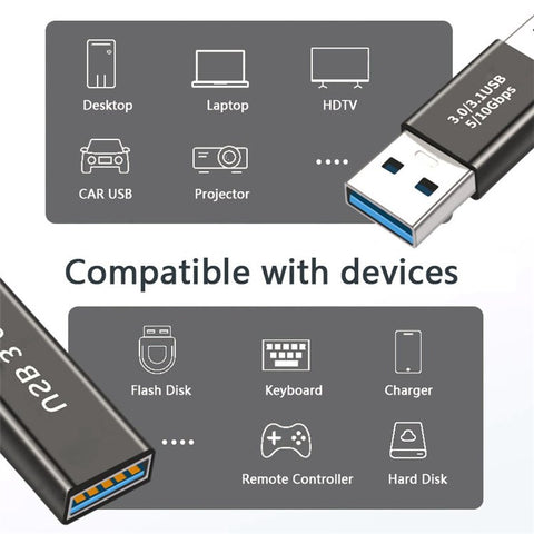 UC-070 4Pcs/Set Portable USB-C to USB-A Converter 10Gbps Data Transfer OTG Adapter