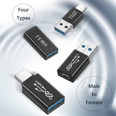 UC-070 4Pcs/Set Portable USB-C to USB-A Converter 10Gbps Data Transfer OTG Adapter