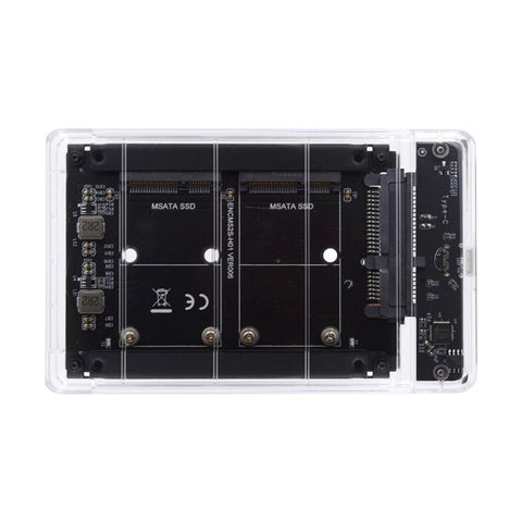 SA-049+UC-079-WH Dual MSATA Mini-SATA SSD Card JOBD Raid0 Span Bridge to USB3.0 Type-C USB-C 2.5-inch SATA Combo Enclosure