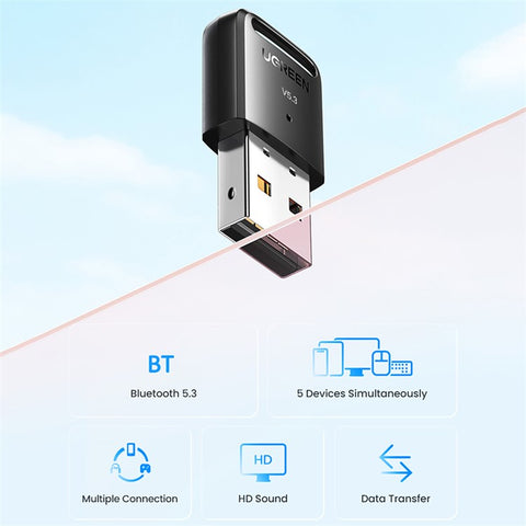 UGREEN USB Bluetooth-compatible 5.3 Dongle Adapter for PC Speakers Wireless Mouse Keyboard Audio Receiver Transmitter
