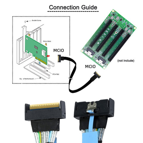 SF-063 50cm MCIO 74Pin Male to SFF-8654 74Pin Male Extension Cable PCI-E 5.0 Mini Cool Edge IO MCIO Cable