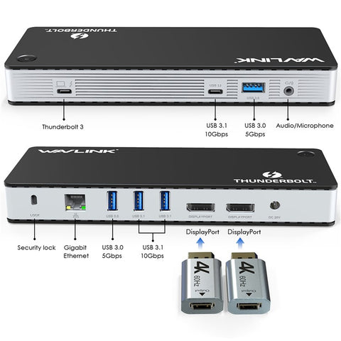 WAVLINK UTD21H 11-in-1 Thunderbolt 3 Docking Station for MacBook / Windows, 60W / 4K Dual DisplayPort Hub Converter