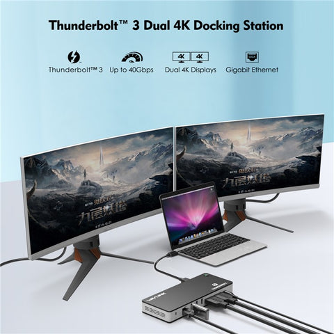 WAVLINK UTD21H 11-in-1 Thunderbolt 3 Docking Station for MacBook / Windows, 60W / 4K Dual DisplayPort Hub Converter