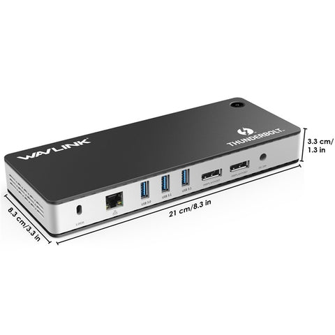WAVLINK UTD21H 11-in-1 Thunderbolt 3 Docking Station for MacBook / Windows, 60W / 4K Dual DisplayPort Hub Converter
