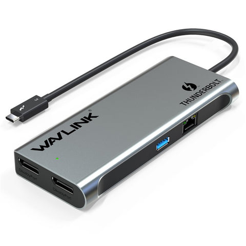 WAVLINK WL-UTD05 4-in-1 Docking Station Type-C to 2 DisplayPort / USB3.0 / RJ45, Thunderbolt 3 US