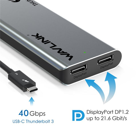 WAVLINK WL-UTD05 4-in-1 Docking Station Type-C to 2 DisplayPort / USB3.0 / RJ45, Thunderbolt 3 US