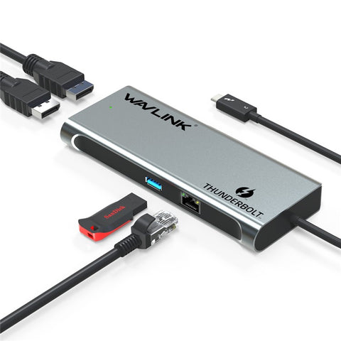 WAVLINK WL-UTD05 4-in-1 Docking Station Type-C to 2 DisplayPort / USB3.0 / RJ45, Thunderbolt 3 US