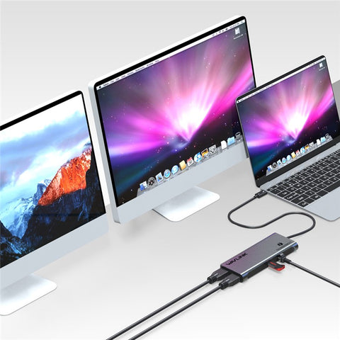 WAVLINK WL-UTD05 4-in-1 Docking Station Type-C to 2 DisplayPort / USB3.0 / RJ45, Thunderbolt 3 US