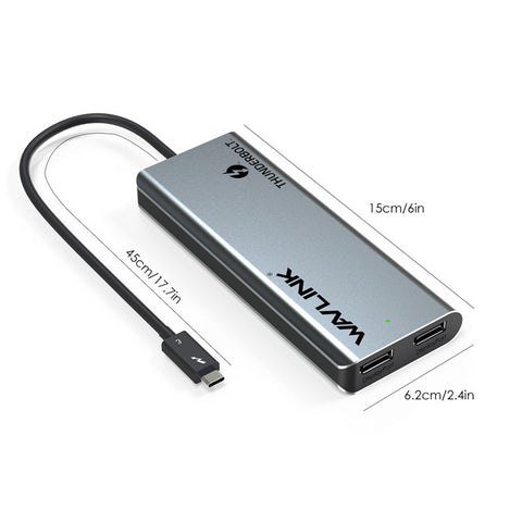 WAVLINK WL-UTD05 4-in-1 Docking Station Type-C to 2 DisplayPort / USB3.0 / RJ45, Thunderbolt 3 US