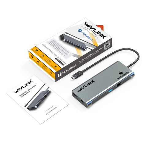 WAVLINK WL-UTD05 4-in-1 Docking Station Type-C to 2 DisplayPort / USB3.0 / RJ45, Thunderbolt 3 US