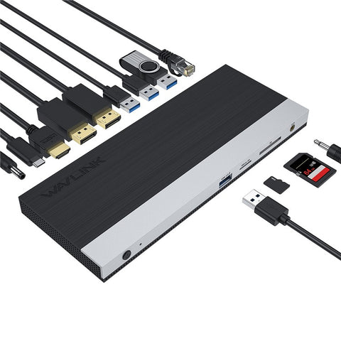 WAVLINK WL-UMD01 Docking Station Gigabit Ethernet / DP / HD Cable Converter USB3.0 Splitter Card Reader USB-C to DP / HD Adapter