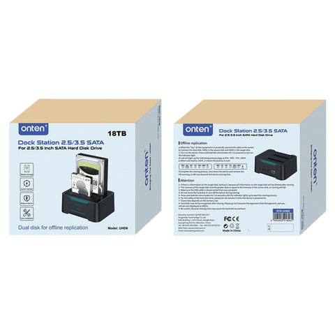 ONTEN UHD6 USB 3.0 to SATA I / II / III Dual Bay External Hard Drive Docking Station for 2.5 / 3.5in HDD, SSD