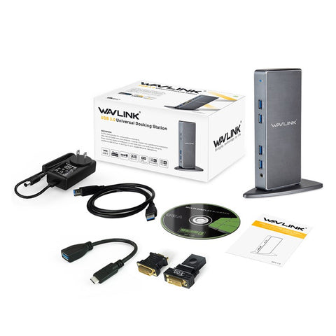 WAVLINK WL-UG39DK7 USB3.0 Multi-Screen Graphics Card Universal Docking Station USB3.0 to DVI / VGA / HD Hub Adapter