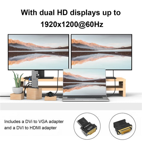 WAVLINK WL-UG39DK7 USB3.0 Multi-Screen Graphics Card Universal Docking Station USB3.0 to DVI / VGA / HD Hub Adapter