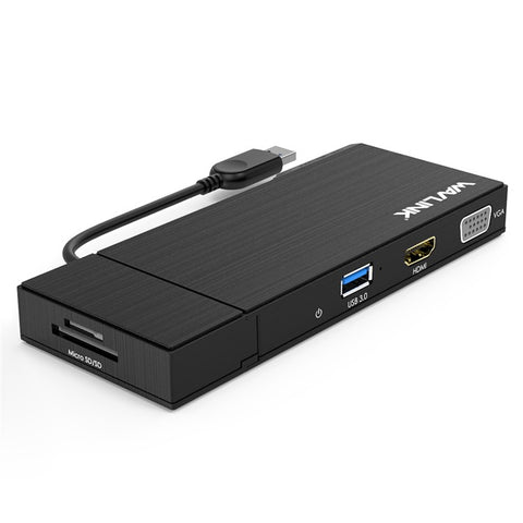 WAVLINK WL-UG39DH2 Dual 2K HD Mini Docking Station USB3.0 to HD / VGA / Gigabit Ethernet Splitter Adapter with Combo Card Reader