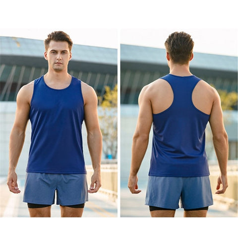 Summer Men Sports Polyester Vest Breathable Quick-drying Round Neck Running Basketball Tank Top