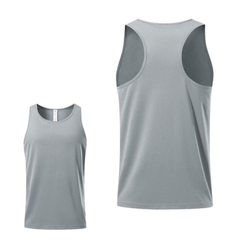 Summer Men Sports Polyester Vest Breathable Quick-drying Round Neck Running Basketball Tank Top