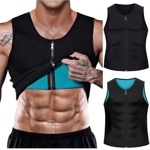 Men Fitness Vest Corset Neoprene Sports Shapewear Zipper Tank Top Workout Wear