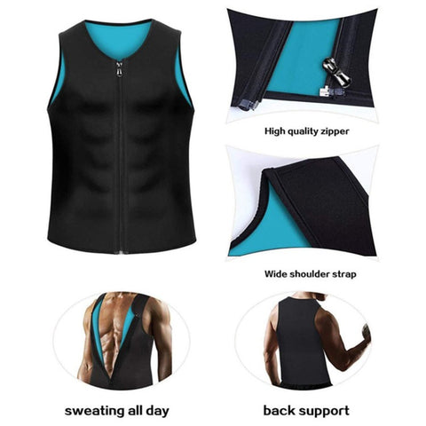 Men Fitness Vest Corset Neoprene Sports Shapewear Zipper Tank Top Workout Wear