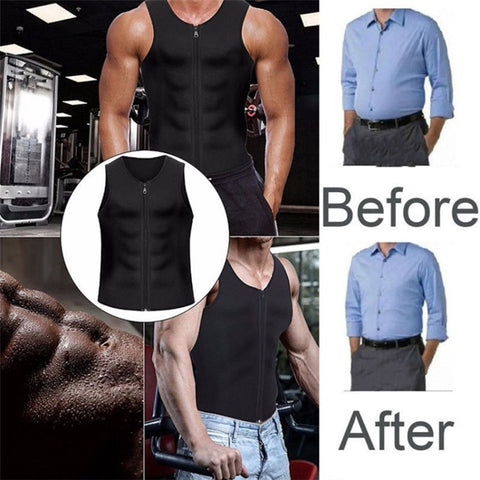 Men Fitness Vest Corset Neoprene Sports Shapewear Zipper Tank Top Workout Wear