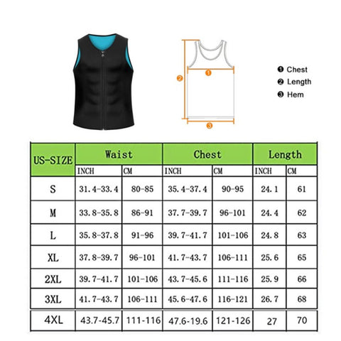 Men Fitness Vest Corset Neoprene Sports Shapewear Zipper Tank Top Workout Wear