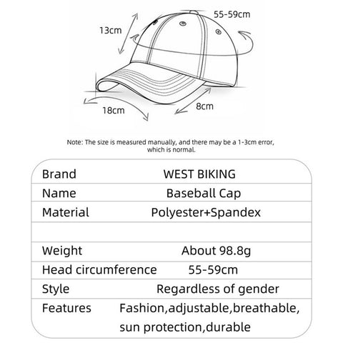 WEST BIKING YP0201424 Unisex Casual Baseball Cap Summer Breathable Outdoor Sunproof Hat
