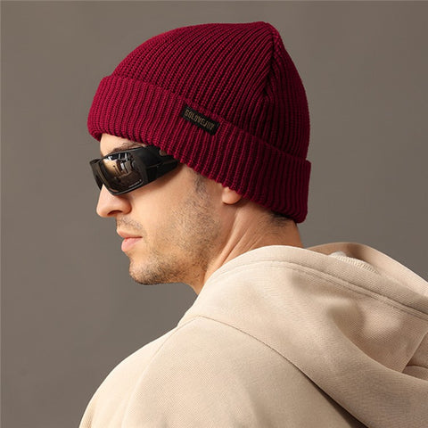 GOLOVEJOY DMZ104 Retro Fleece Knitted Hat Windproof Ear Protection Winter Cap One Size for Men