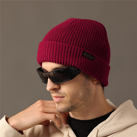 GOLOVEJOY DMZ104 Retro Fleece Knitted Hat Windproof Ear Protection Winter Cap One Size for Men