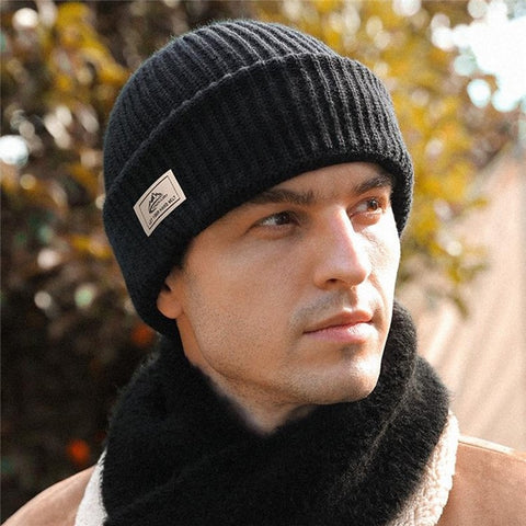 GOLOVEJOY DMZ81 Winter Combed Cotton Men Hat Elastic Knitted Warm Beanie Cap Face Mask
