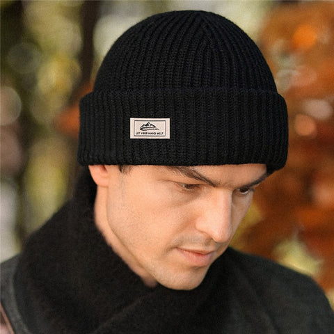 GOLOVEJOY DMZ81 Winter Combed Cotton Men Hat Elastic Knitted Warm Beanie Cap Face Mask
