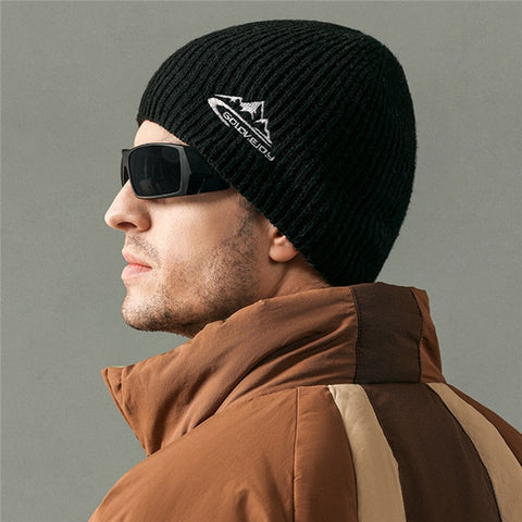 GOLOVEJOY DMZ93 45% Cotton Wool Warm Winter Beanie Hats Thermal Thick Knited Cap One Size for Men