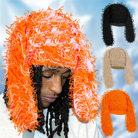 Winter Rabbit Ear Warm Knitted Ear Protection Hat Windproof Outdoor Cycling Cap