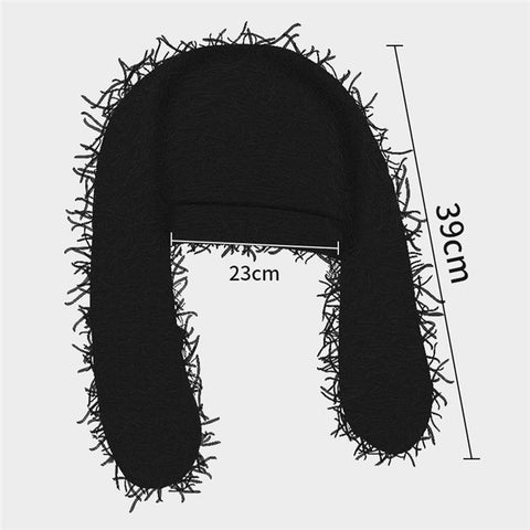 Winter Rabbit Ear Warm Knitted Ear Protection Hat Windproof Outdoor Cycling Cap
