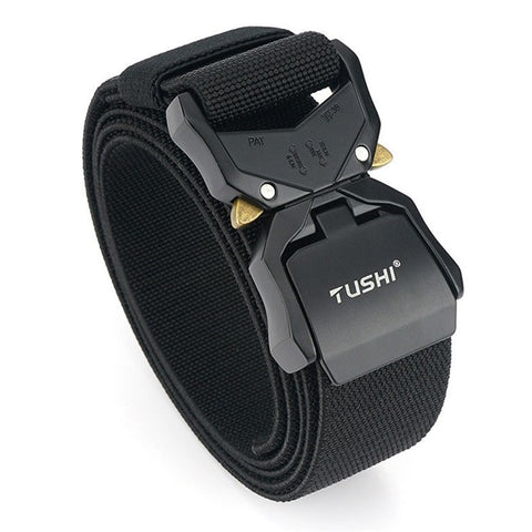 TUSHI 3.8cm Men Tactical Belt Military Nylon Waistband with Aluminum Alloy Quick Release Buckle