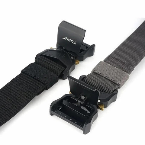 TUSHI 3.8cm Men Tactical Belt Military Nylon Waistband with Aluminum Alloy Quick Release Buckle