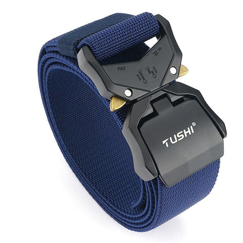 TUSHI 3.8cm Men Tactical Belt Military Nylon Waistband with Aluminum Alloy Quick Release Buckle