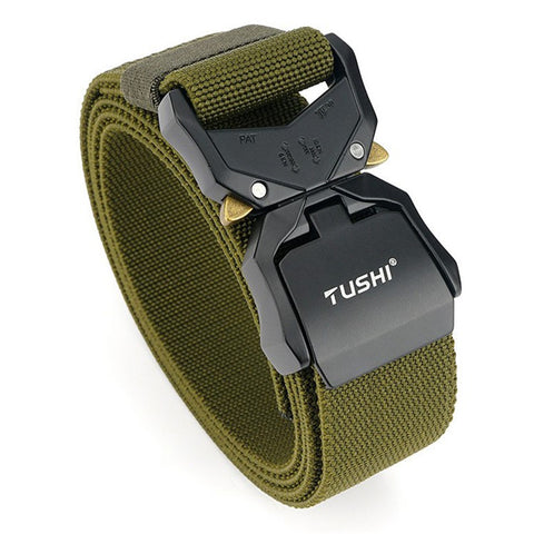 TUSHI 3.8cm Men Tactical Belt Military Nylon Waistband with Aluminum Alloy Quick Release Buckle