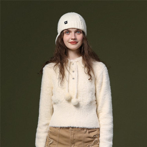 GOLOVEJOY DMZ94 Women Winter Short Brim Warm Cap Windproof Knitted Duckbill Hat