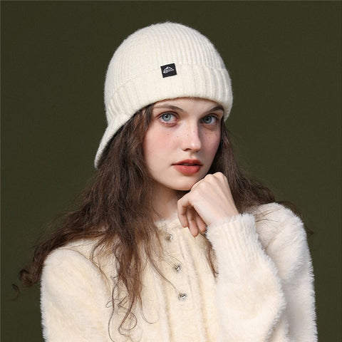 GOLOVEJOY DMZ94 Women Winter Short Brim Warm Cap Windproof Knitted Duckbill Hat