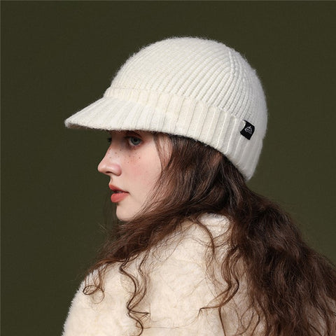 GOLOVEJOY DMZ94 Women Winter Short Brim Warm Cap Windproof Knitted Duckbill Hat