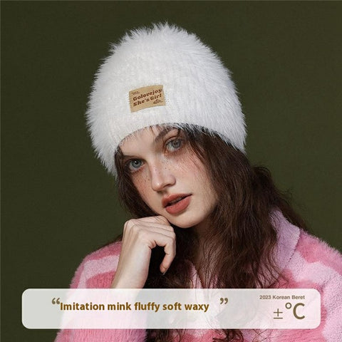 GOLOVEJOY DMZ97 Women's Faux Mink Fur Winter Hat Windproof Warm Ear Protection Cap with High Elasity One Size